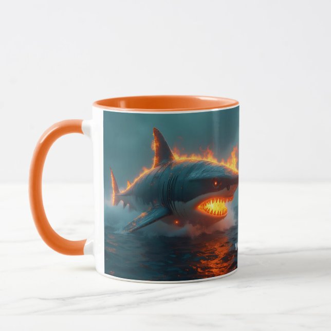 Fantasy Cute Fire Shark Sea Mug (Left)