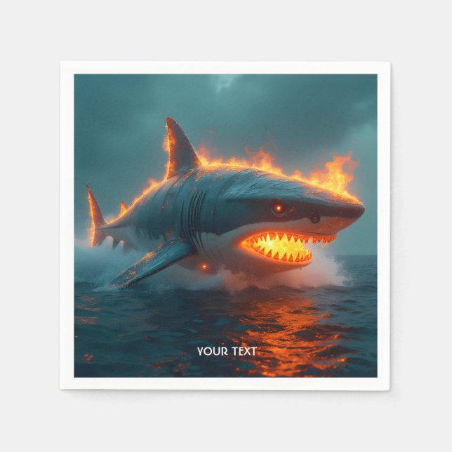Fantasy Cute Fire Shark Sea Napkin (Front)