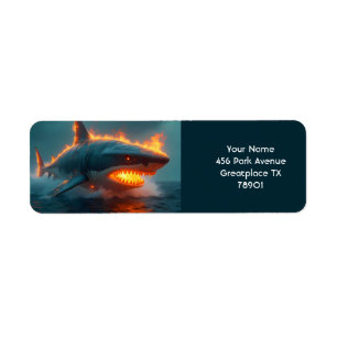Fantasy Cute Fire Shark Sea Return Address Label