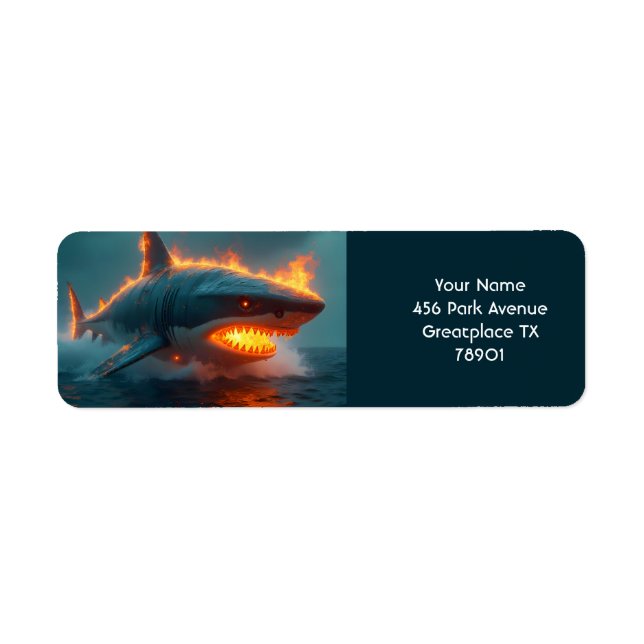 Fantasy Cute Fire Shark Sea Return Address Label (Front)