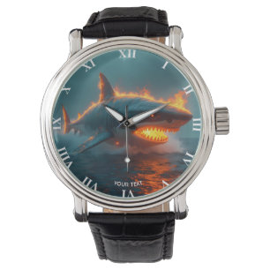 Fantasy Cute Fire Shark Sea Watch