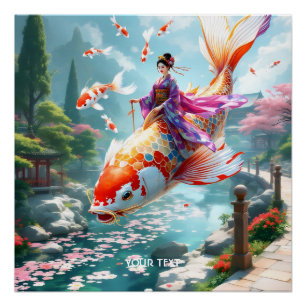 Fantasy Cute Fish Japanese Girl Poster