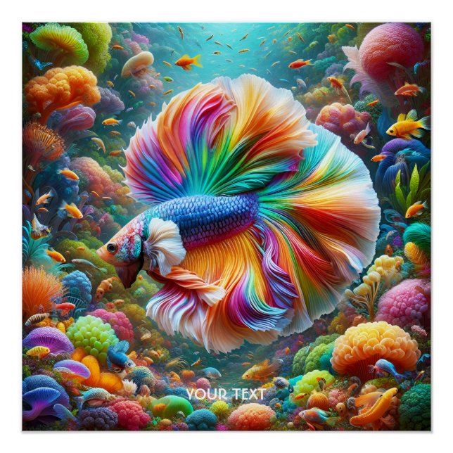 Fantasy Cute Fish Rainbow Plants Poster (Front)