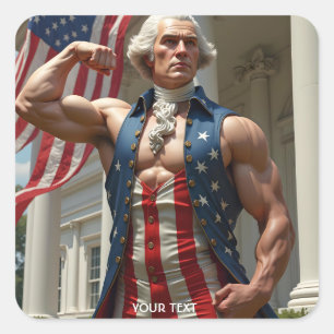 Fantasy Cute Flag Strong Man Square Sticker