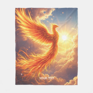 Fantasy Cute Flaming Phoenix Rises Fleece Blanket
