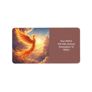 Fantasy Cute Flaming Phoenix Rises Label