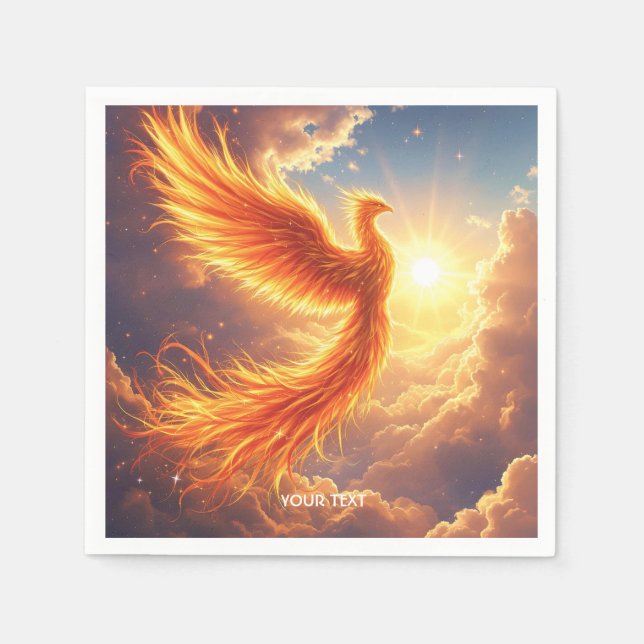 Fantasy Cute Flaming Phoenix Rises Napkin (Front)