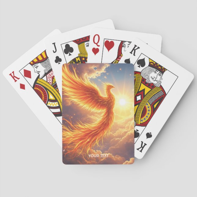 Fantasy Cute Flaming Phoenix Rises Playing Cards (Back)