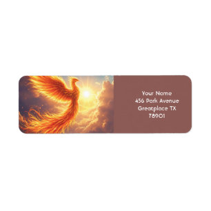 Fantasy Cute Flaming Phoenix Rises Return Address Label