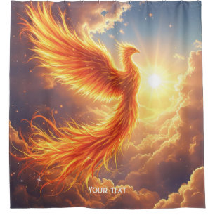 Fantasy Cute Flaming Phoenix Rises Shower Curtain