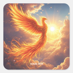 Fantasy Cute Flaming Phoenix Rises Square Sticker