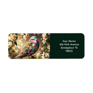 Fantasy Cute Floral Bird Jasmine Return Address Label