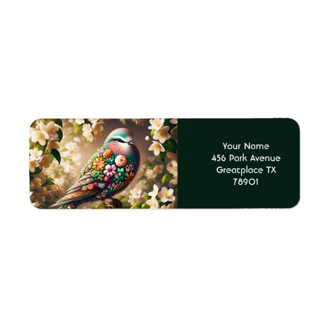 Fantasy Cute Floral Bird Jasmine Return Address Label (Front)