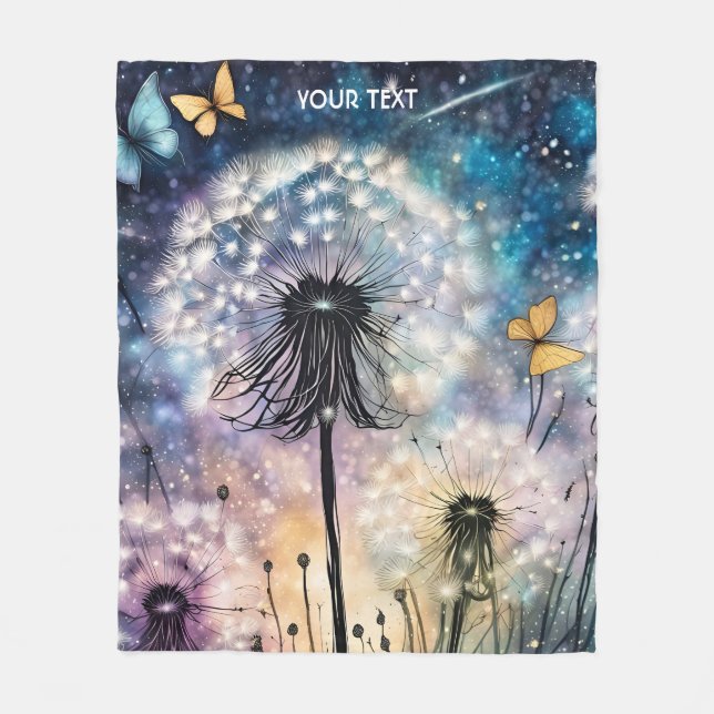 Fantasy Cute Flower Lights Drawing Fleece Blanket (Front)