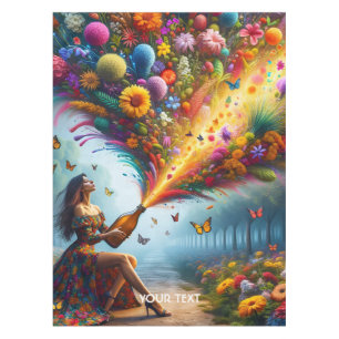 Fantasy Cute Flowers Girl Bottle Tablecloth