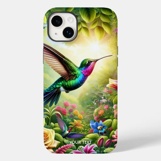 Fantasy Cute Flowers Rainbow Hummingbird Case-Mate iPhone Case (Back)