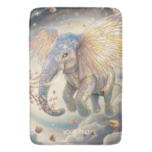 Fantasy Cute Flying Elephant Sakura Bath Mat