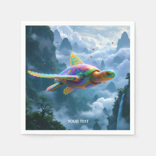 Fantasy Cute Flying Rainbow Turtle Napkin