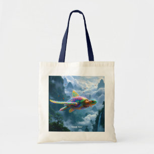 Fantasy Cute Flying Rainbow Turtle Tote Bag