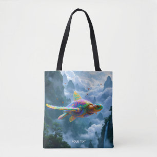 Fantasy Cute Flying Rainbow Turtle Tote Bag