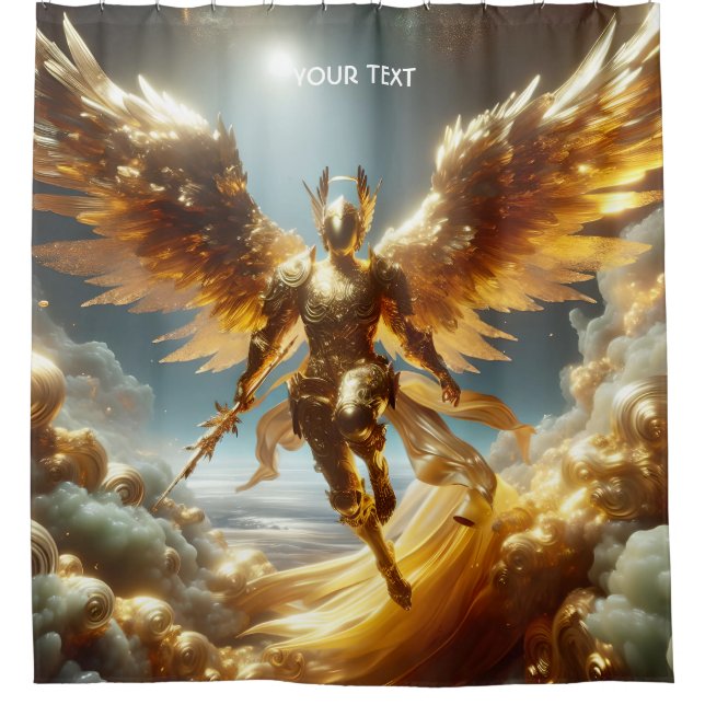 Fantasy Cute Flying Winged Warrior Shower Curtain (Front)