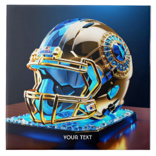 Fantasy Cute Football Blue Helmet Ceramic Tile