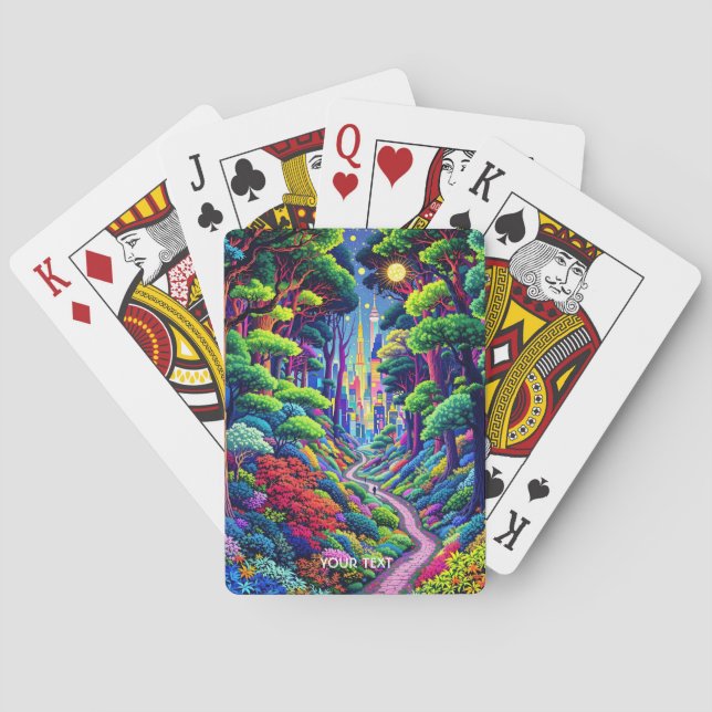 Fantasy Cute Forest And City Playing Cards (Back)