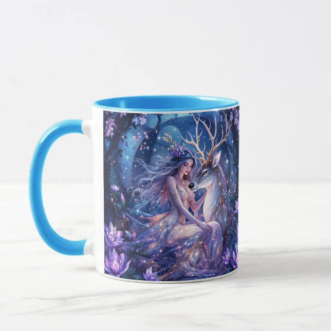 Fantasy Cute Forest Deer Girl  Mug (Left)