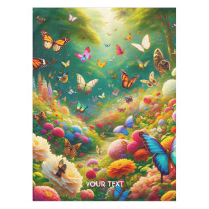 Fantasy Cute Forest Flowers Butterflies Tablecloth