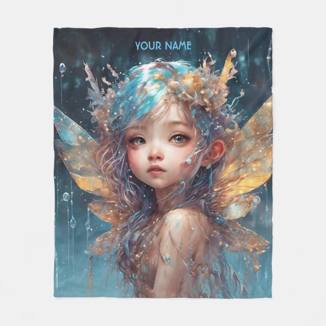 Fantasy Cute Forest Rainy Fairy Fleece Blanket (Front)