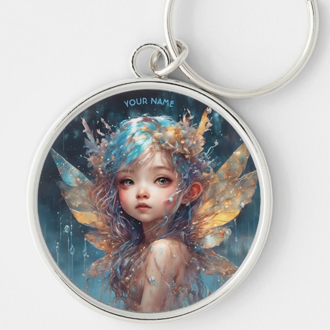 Fantasy Cute Forest Rainy Fairy Key Ring (Front)