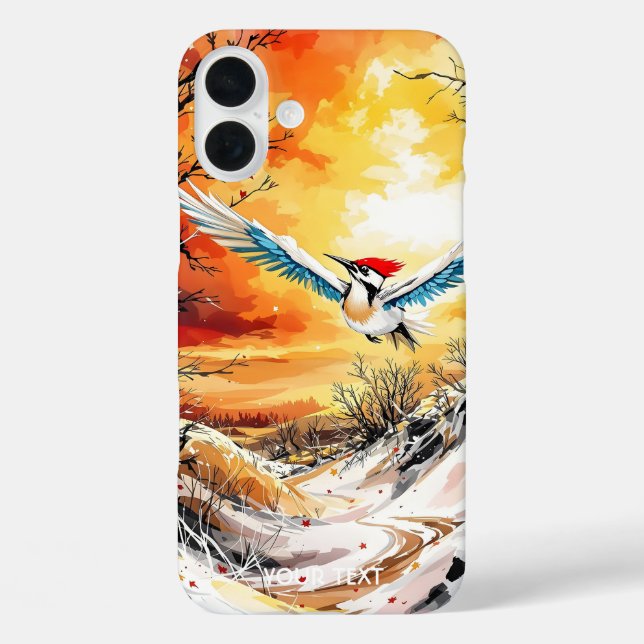 Fantasy Cute Forest Woodpecker Sunset Case-Mate iPhone Case (Back)