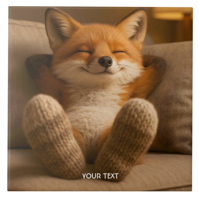 Fantasy Cute Fox And Socks Ceramic Tile (Front)