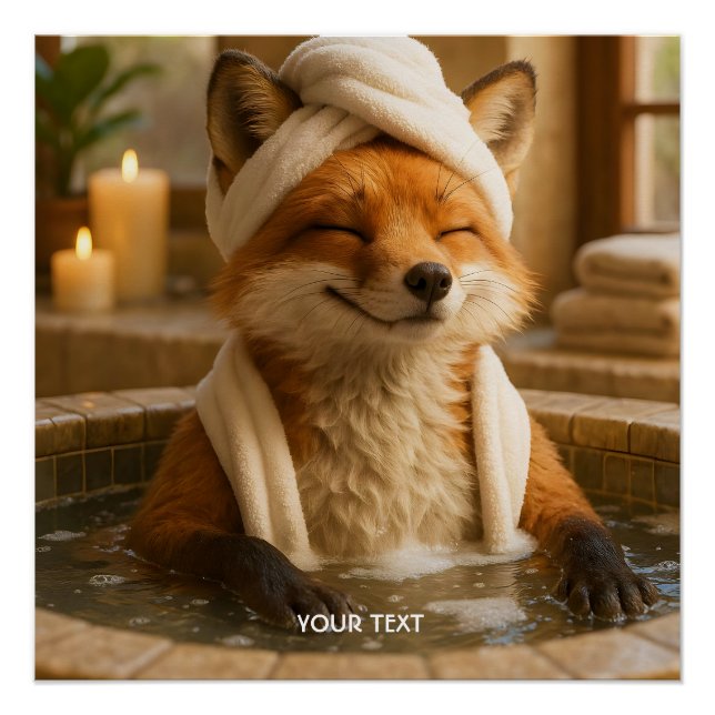 Fantasy Cute Fox In Spa Poster (Front)