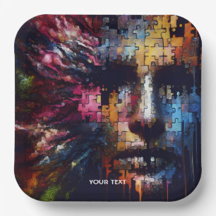 Fantasy Cute Fragments Man Face Paper Plate