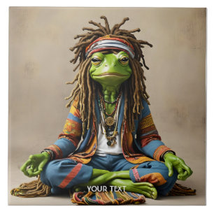 Fantasy Cute Frog Dreads Meditation Ceramic Tile