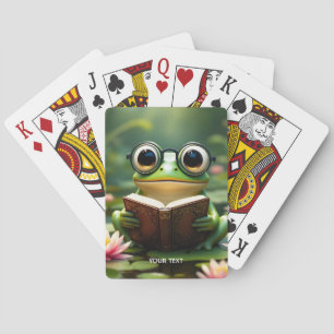 Fantasy Cute Frog Glasses Book Playing Cards
