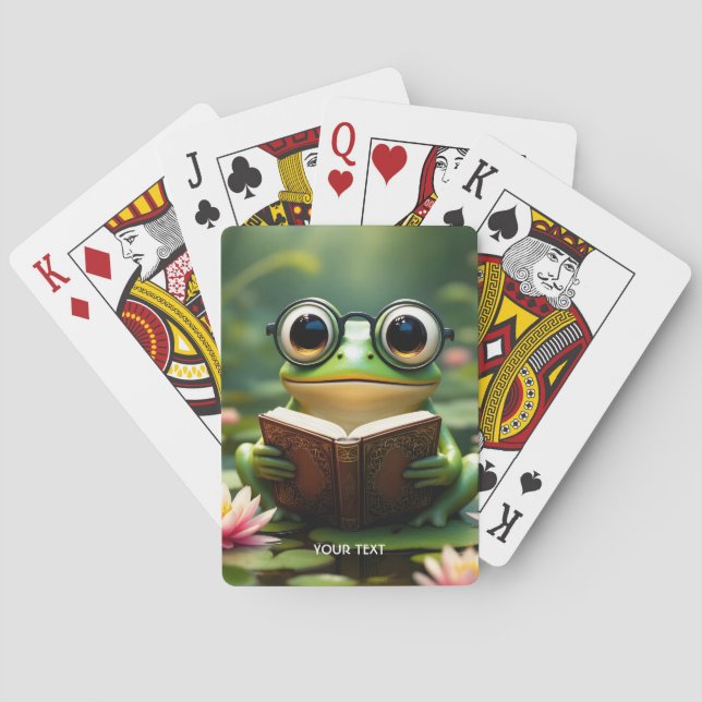 Fantasy Cute Frog Glasses Book Playing Cards (Back)