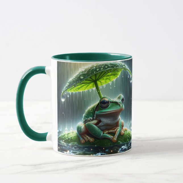 Fantasy Cute Frog Leaf Umbrella Mug (Left)