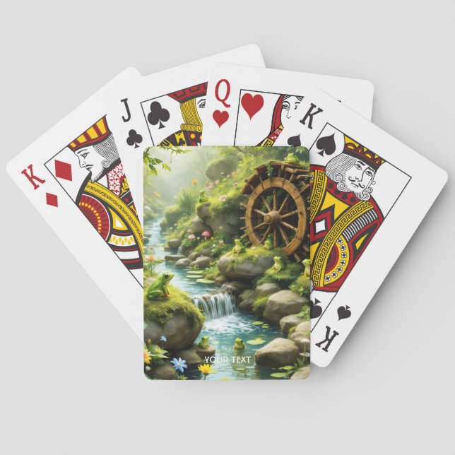 Fantasy Cute Frog River Forest Playing Cards (Back)