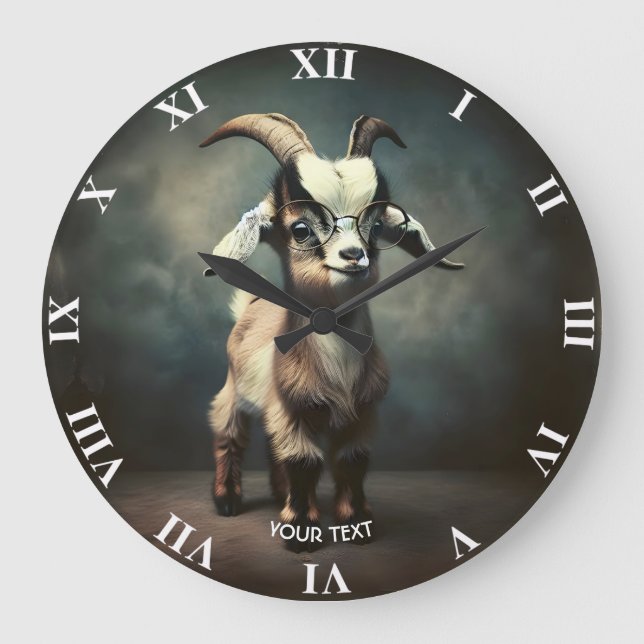 Fantasy Cute  Funny Baby Goat Large Clock (Front)