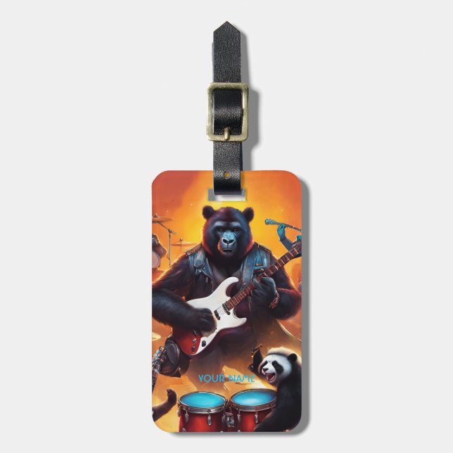 Fantasy Cute Funny Rock Band Luggage Tag (Front Vertical)