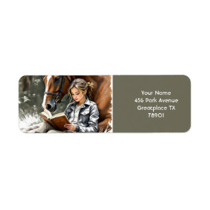 Fantasy Cute Garden Horse Girl Return Address Label