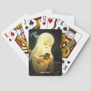 Fantasy Cute Ghost Kitten Candles Playing Cards