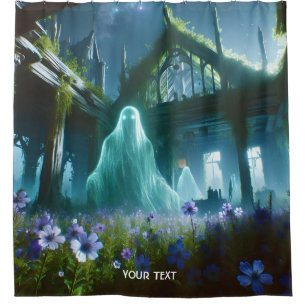Fantasy Cute Ghost Old House Shower Curtain