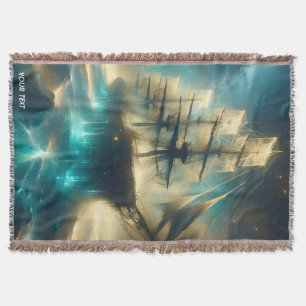 Fantasy Cute Ghost Sea Ship Throw Blanket