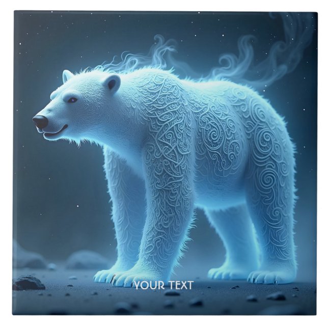 Fantasy Cute Ghostly Polar Bear Ceramic Tile (Front)