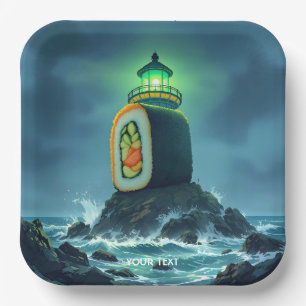 Fantasy Cute Giant Sushi Lighthouse Paper Plate