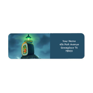 Fantasy Cute Giant Sushi Lighthouse Return Address Label