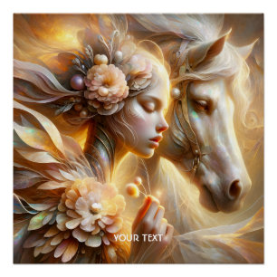 Fantasy Cute Girl And Horse Poster
